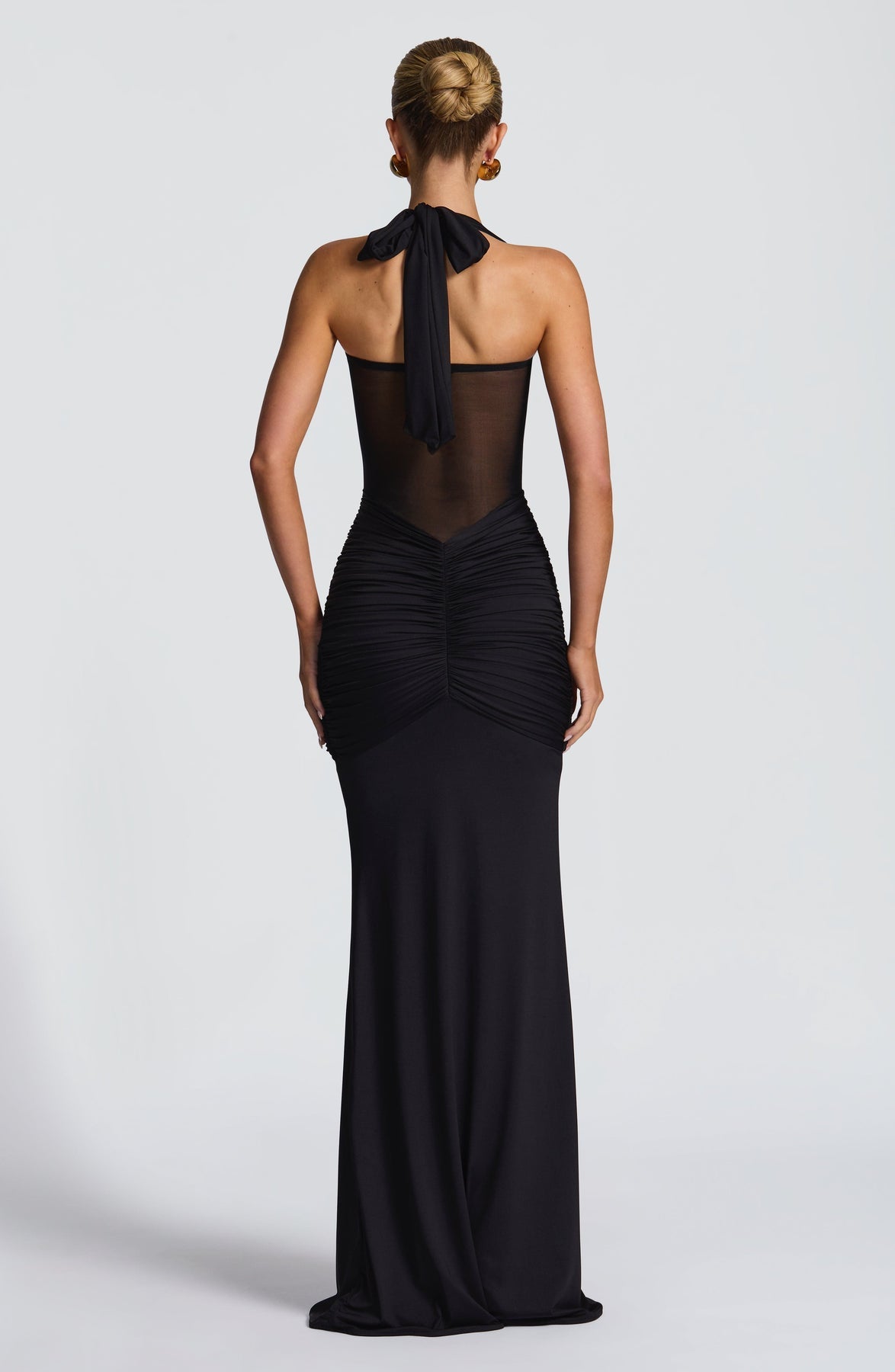 Cut-Out Mesh Bodycon Midi Dress