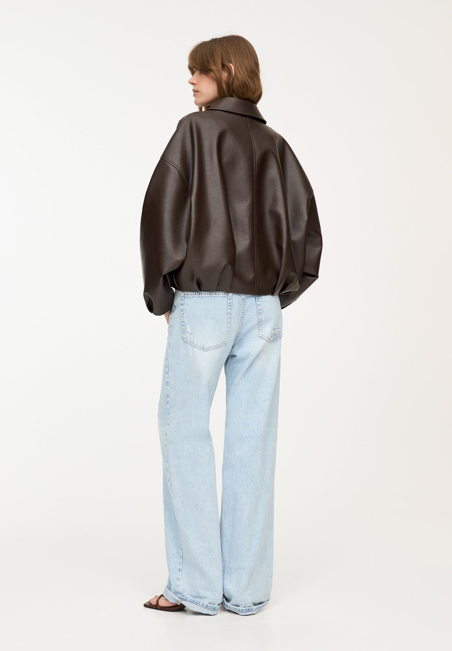 Oversized Faux Leather Jacket for Women