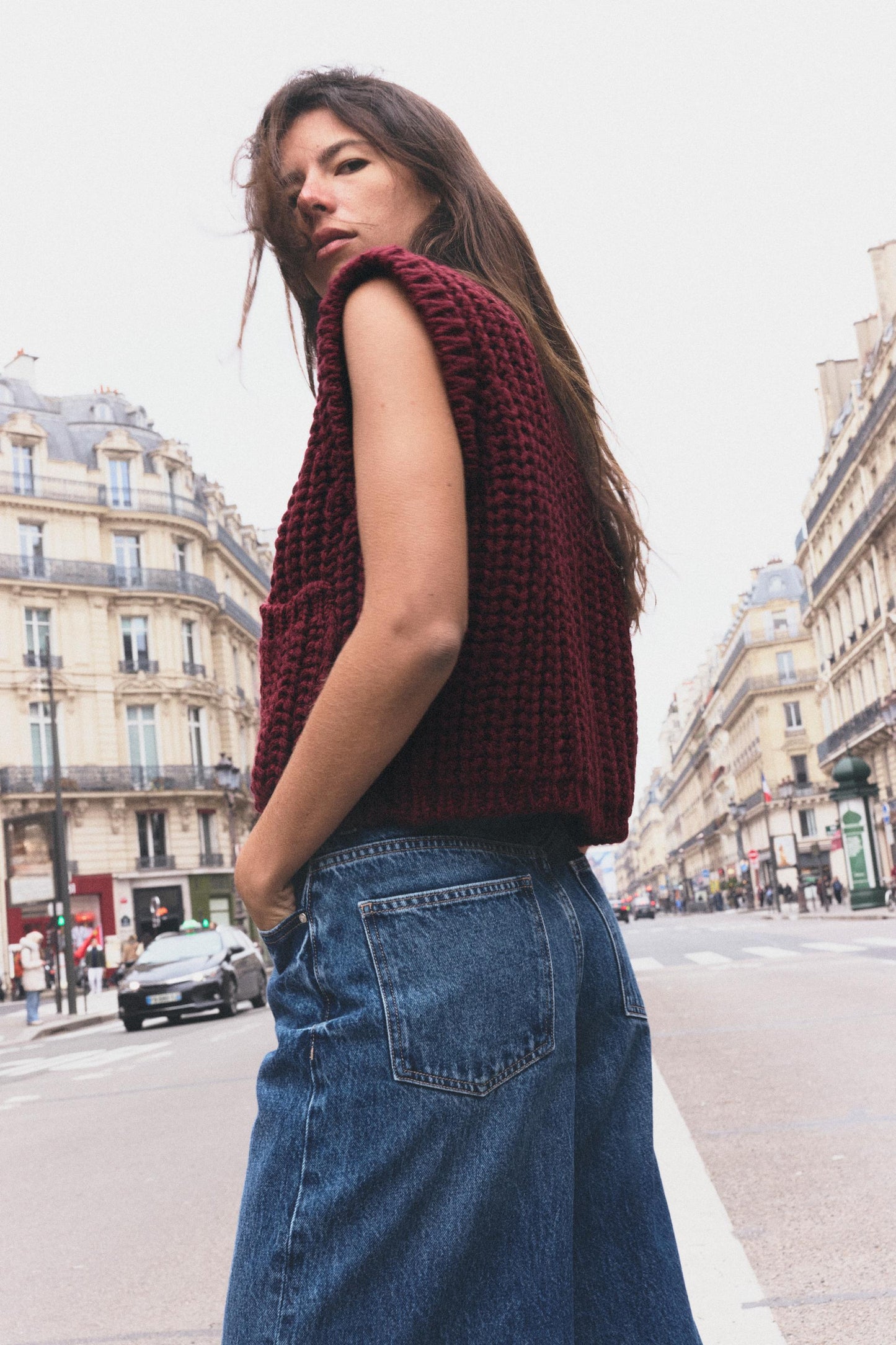 Chunky Knit Short Vest Cardigan