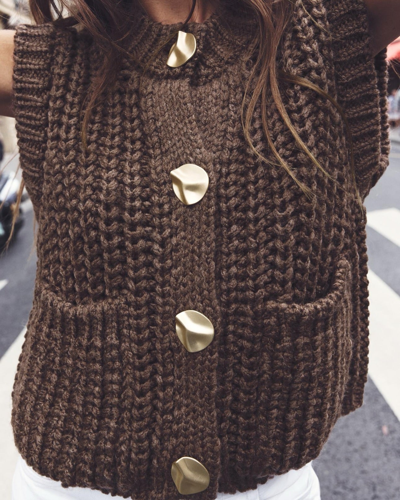 Chunky Knit Short Vest Cardigan