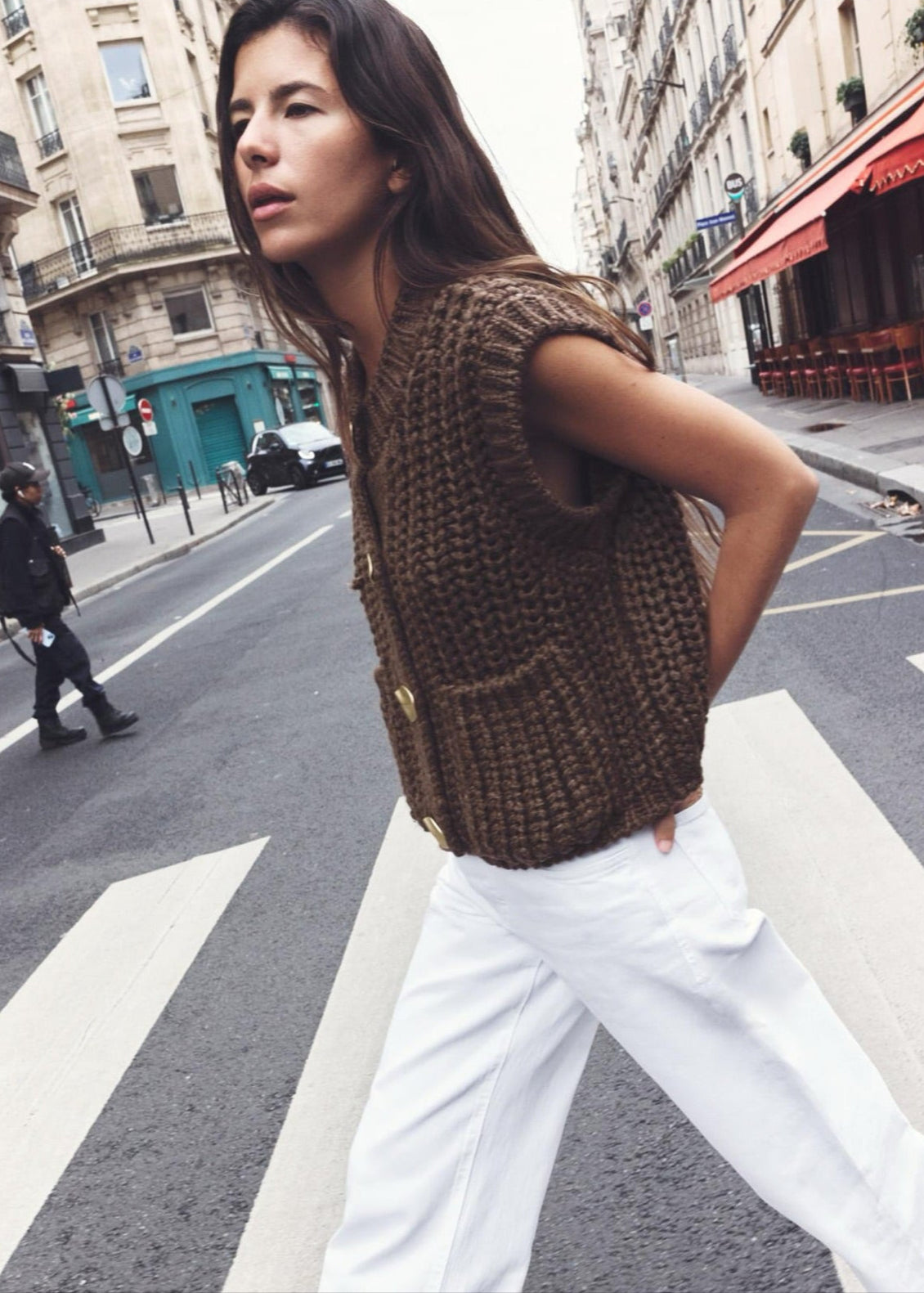 Chunky Knit Short Vest Cardigan
