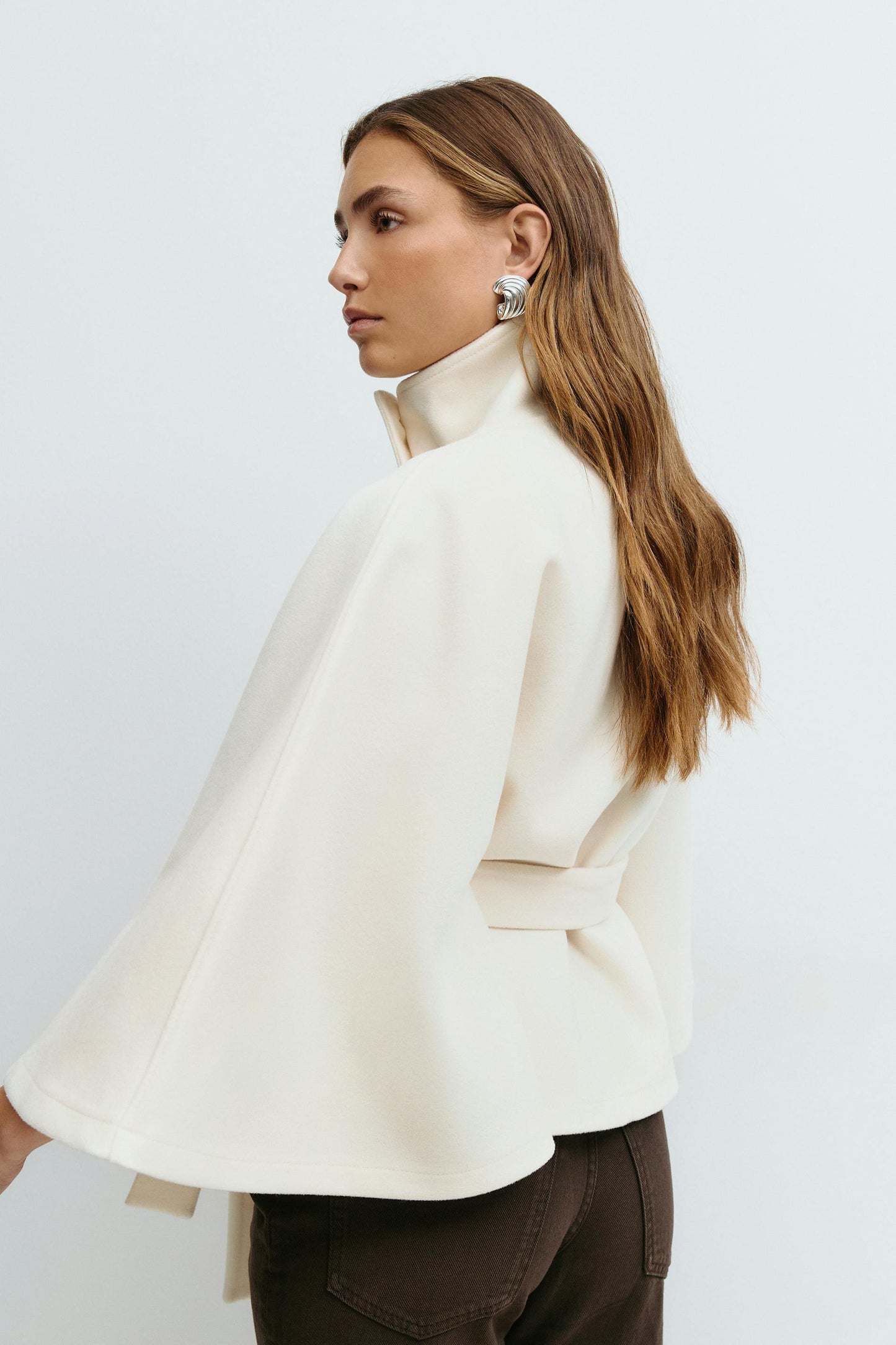 Elegant Belted Cape Coat for Women
