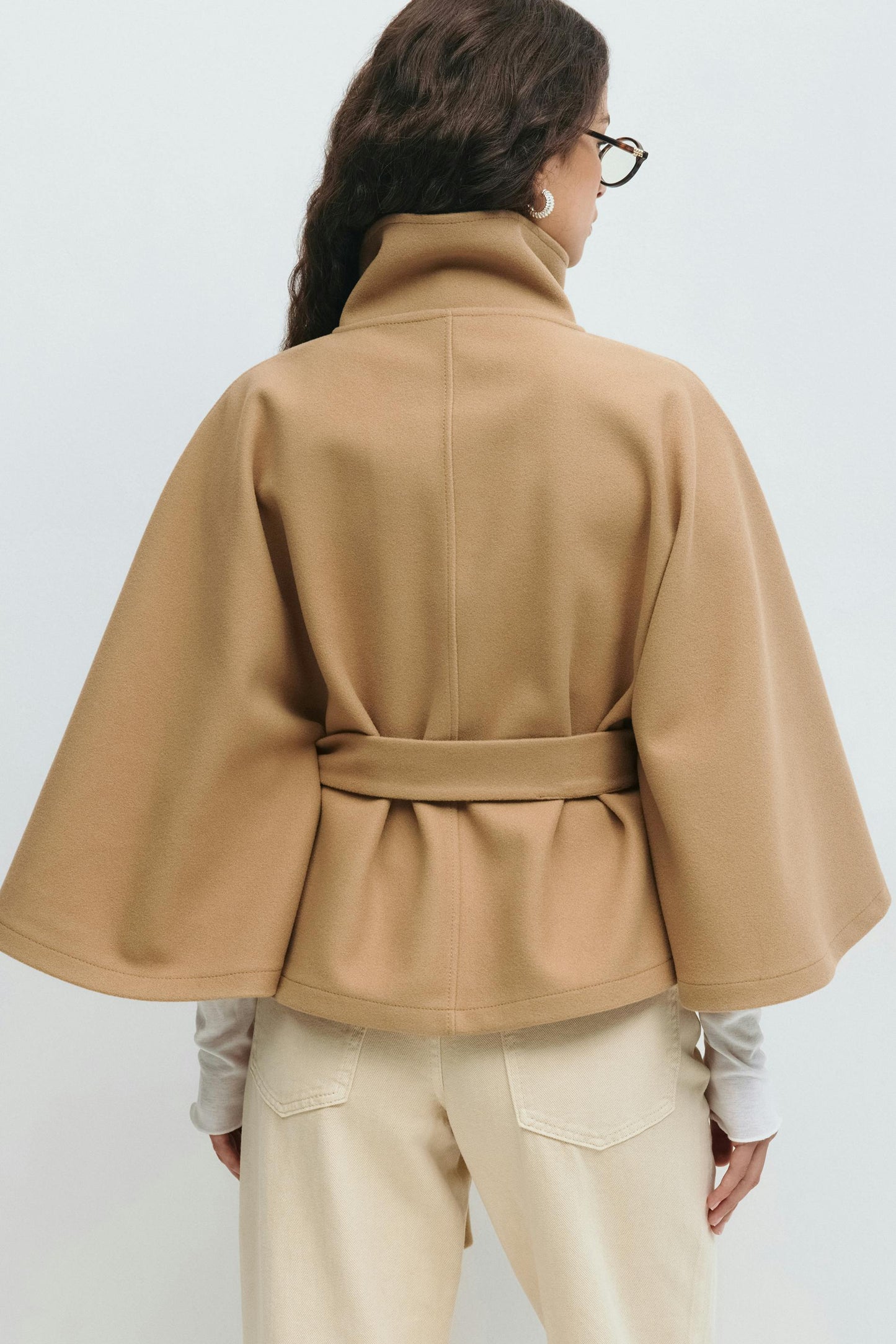 Elegant Belted Cape Coat for Women