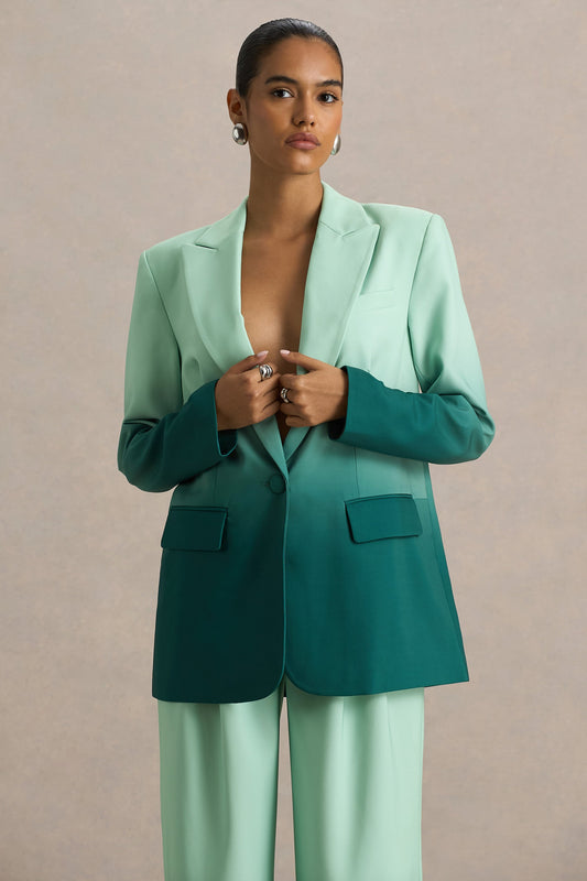 Gradient Color Long-Sleeve Blazer & Pants Suit Set