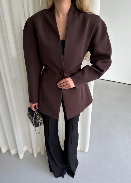 Elegant V-Neck Hourglass Blazer – Tailored Slim Fit Suit Jacket