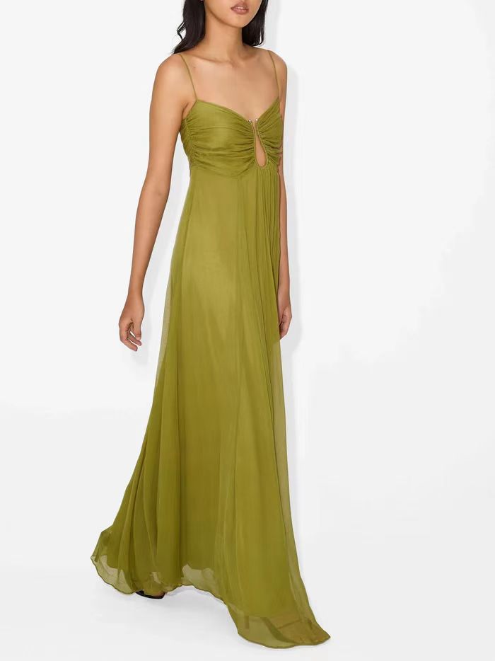 Deep U Neck Spaghetti Strap Maxi Dress