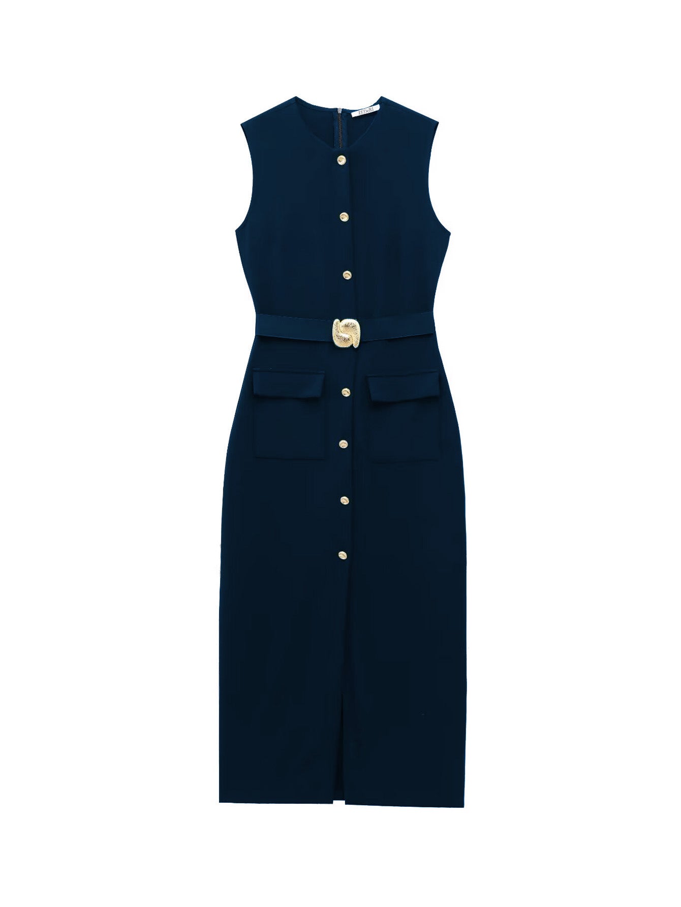 Sleeveless single-breasted dress