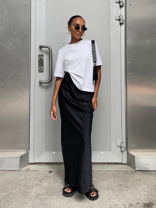 Versatile Silk Midi Skirt