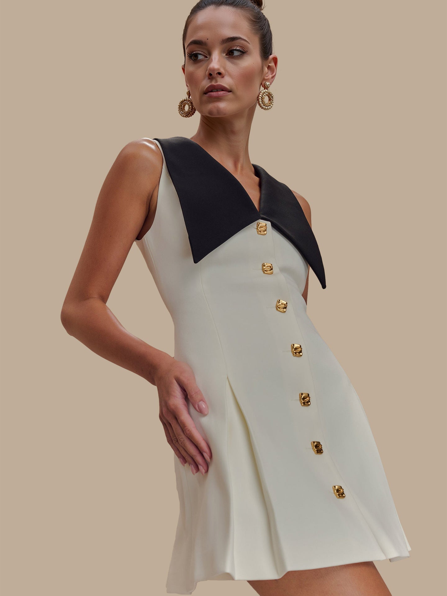 Classic Dress with Lapel Collar