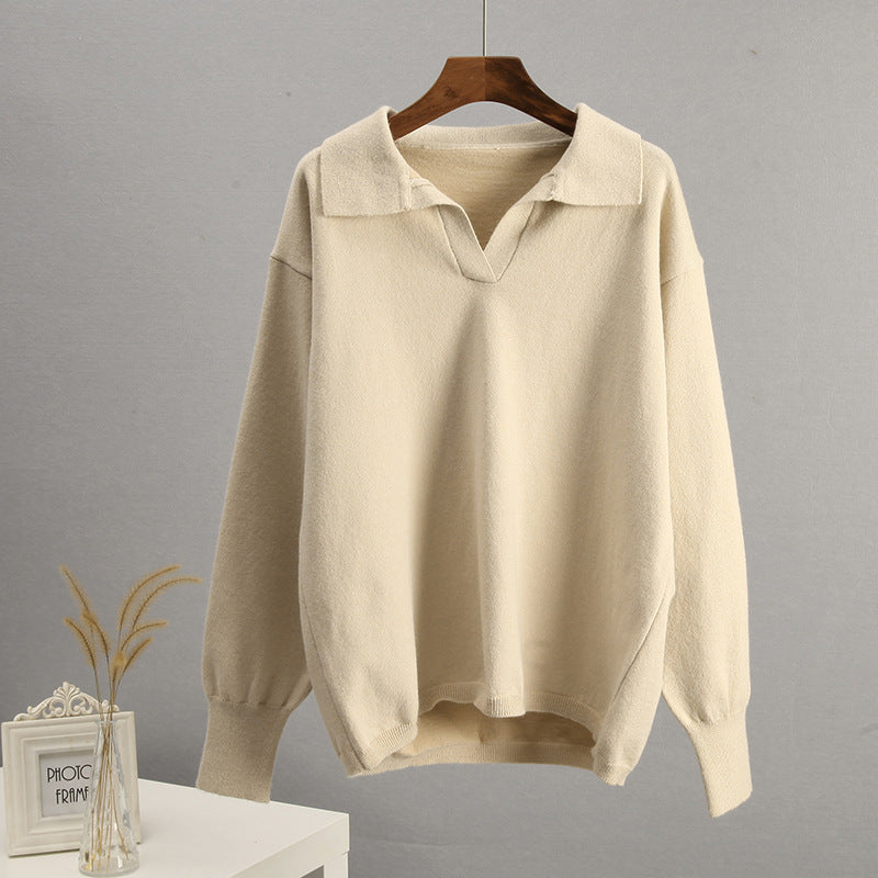 Relaxed Fit Polo Neck Knitted Sweater