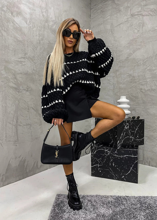 Oversized Chunky Knit Striped Sweater