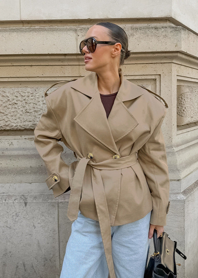 Elegant Tie-Waist Trench Coat