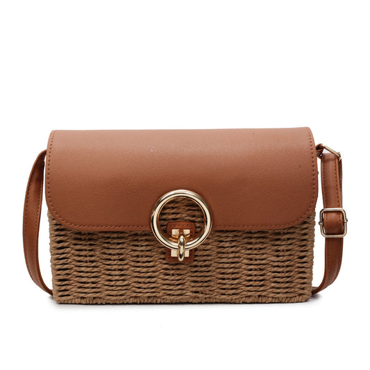 Round-mouth woven small square bag