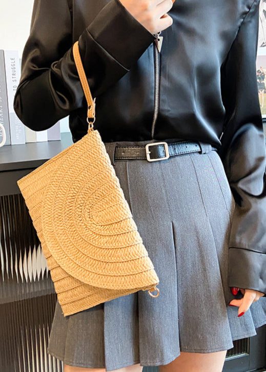 Minimalist Arc-Woven Straw Envelope Bag
