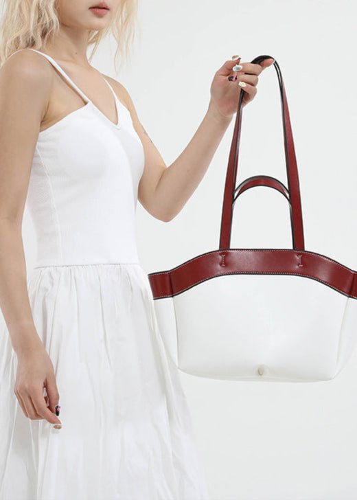 Two-Tone Structured PU Leather Tote Bag