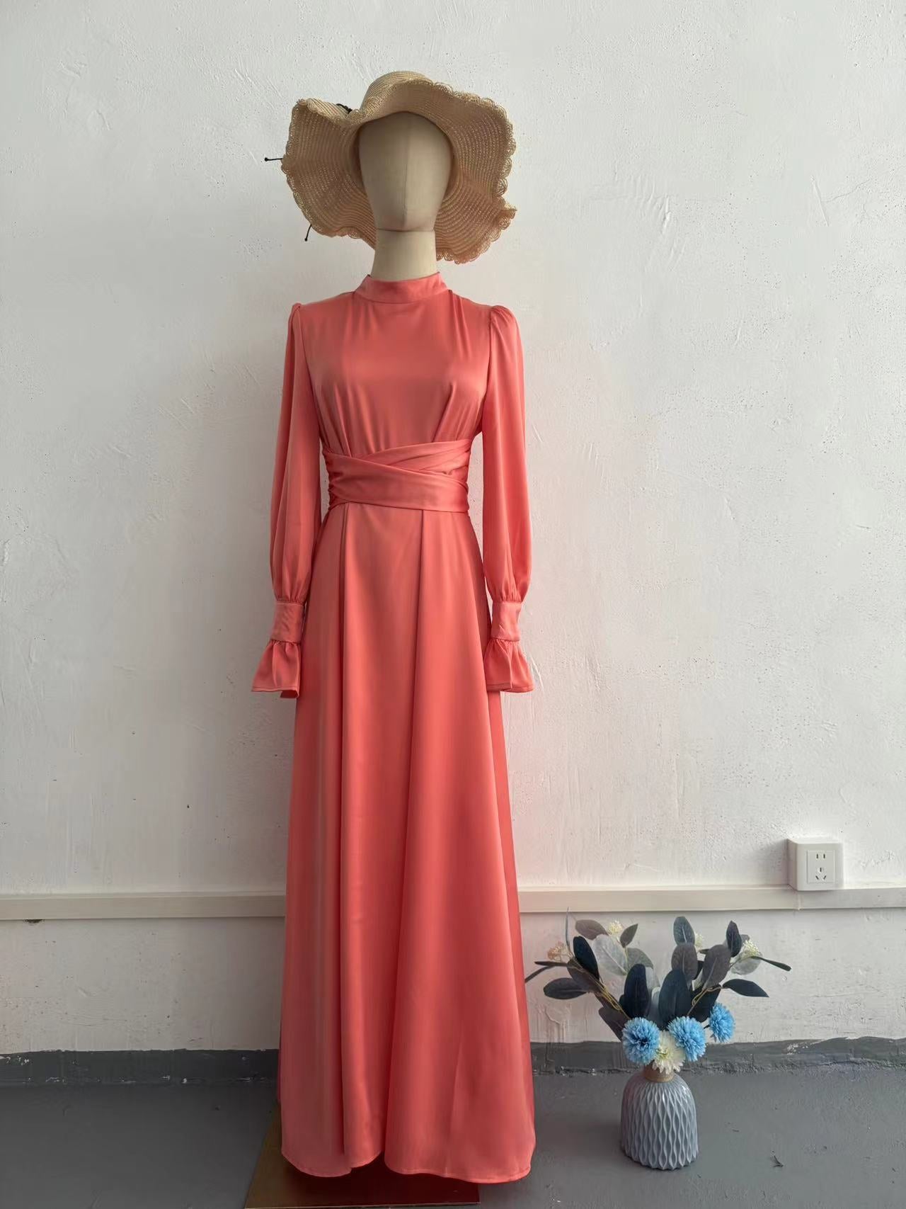 Elegant Long Sleeve Waist Dress