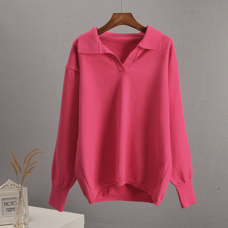 Relaxed Fit Polo Neck Knitted Sweater