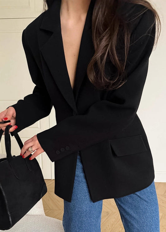 Women’s Vintage Black Fitted Blazer-Tailored Suit Jacket for Business & Everyday Elegance