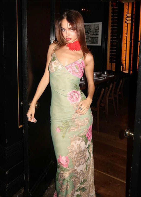 Chic Printed Sling Dress