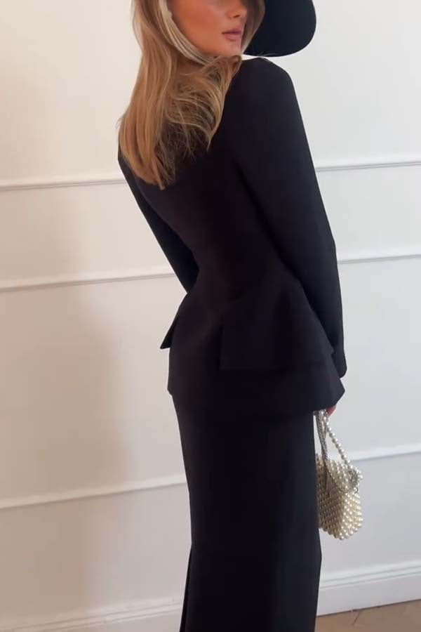 Elegant Office Blazer Skirt Set