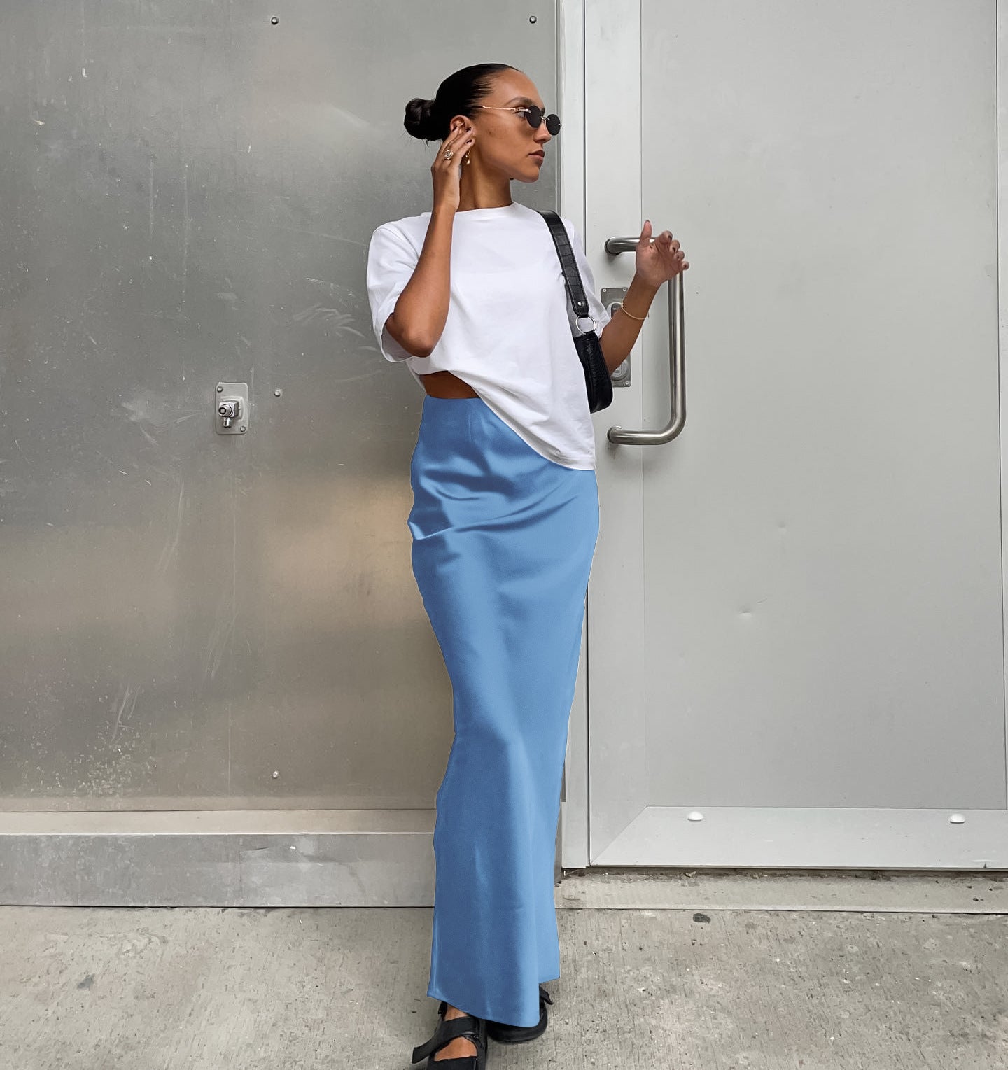 Versatile Silk Midi Skirt