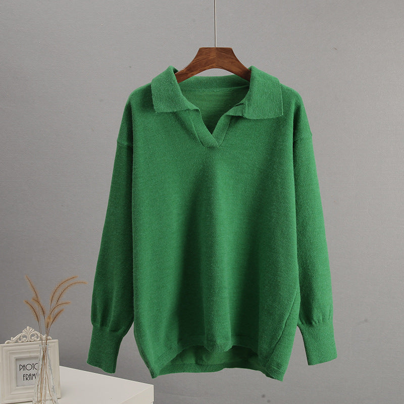 Relaxed Fit Polo Neck Knitted Sweater