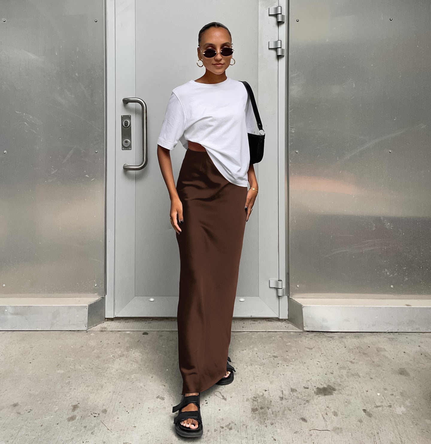 Versatile Silk Midi Skirt