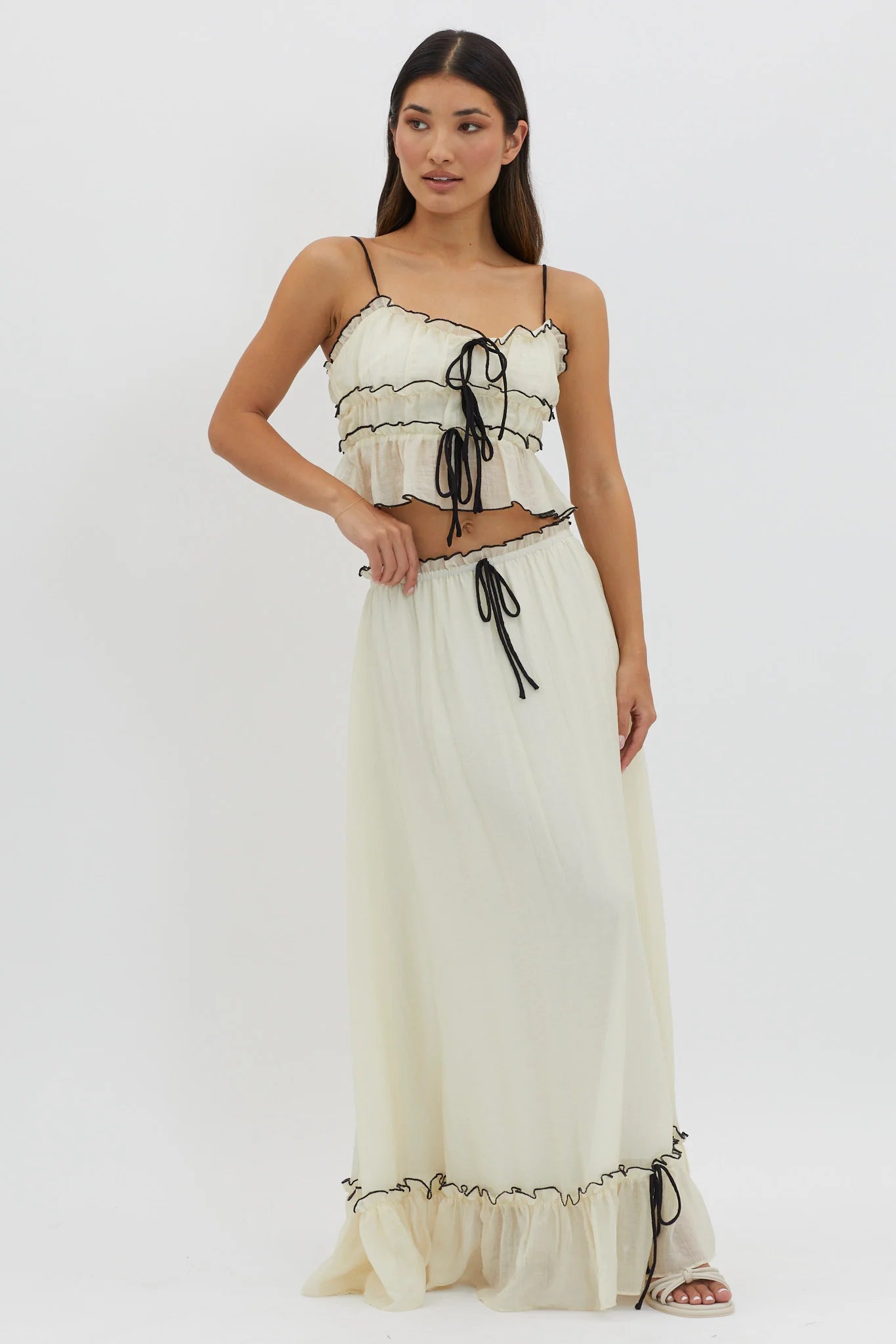 Chic Ruffle Suspender Set