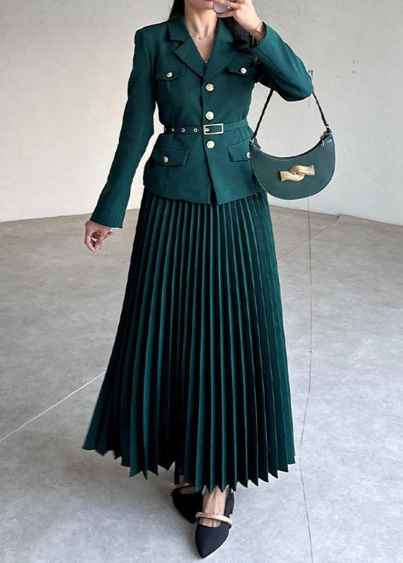 Chic Pleated Skirt Suit