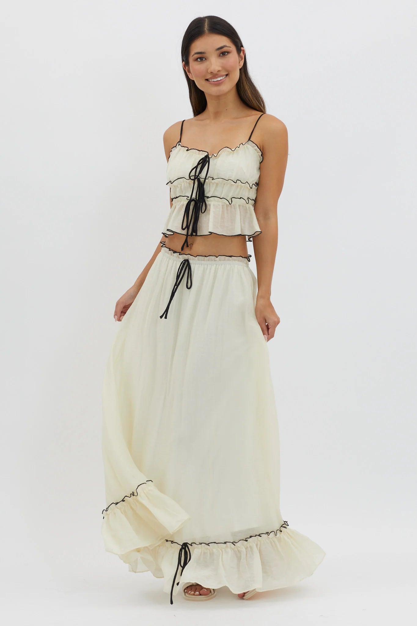 Chic Ruffle Suspender Set