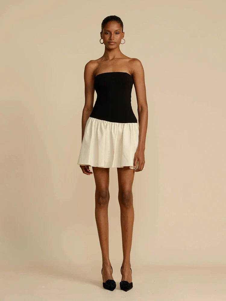 Simple black and white patchwork dress