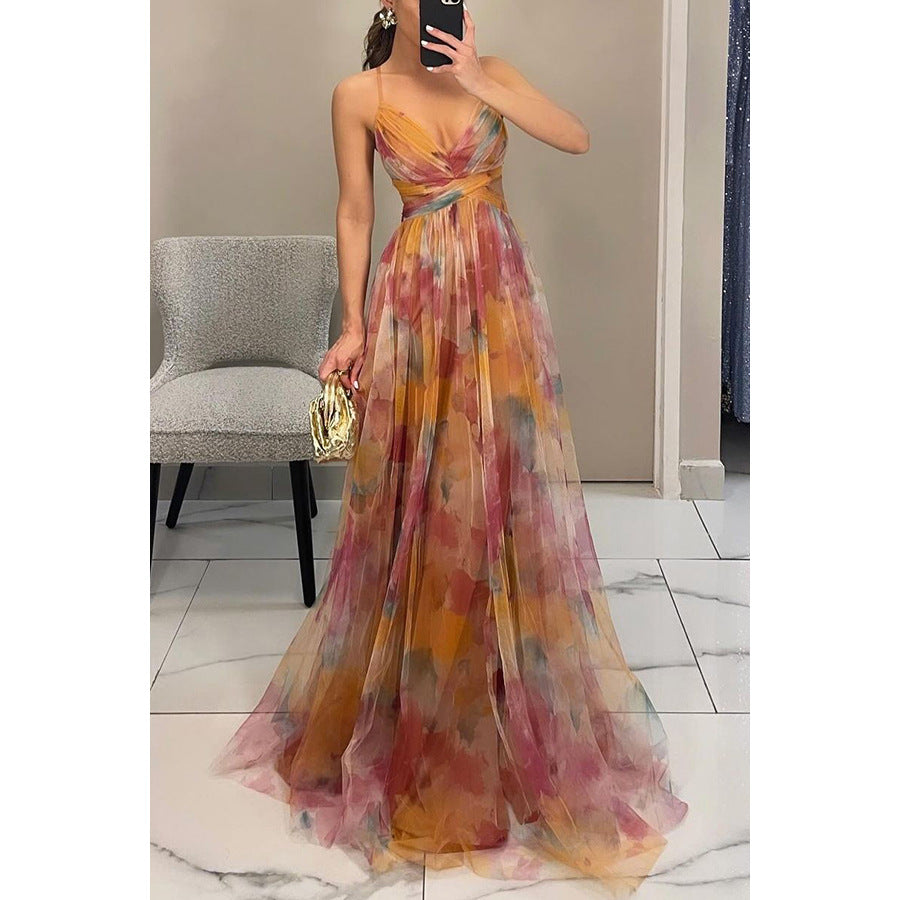 Spring floral print strappy dress