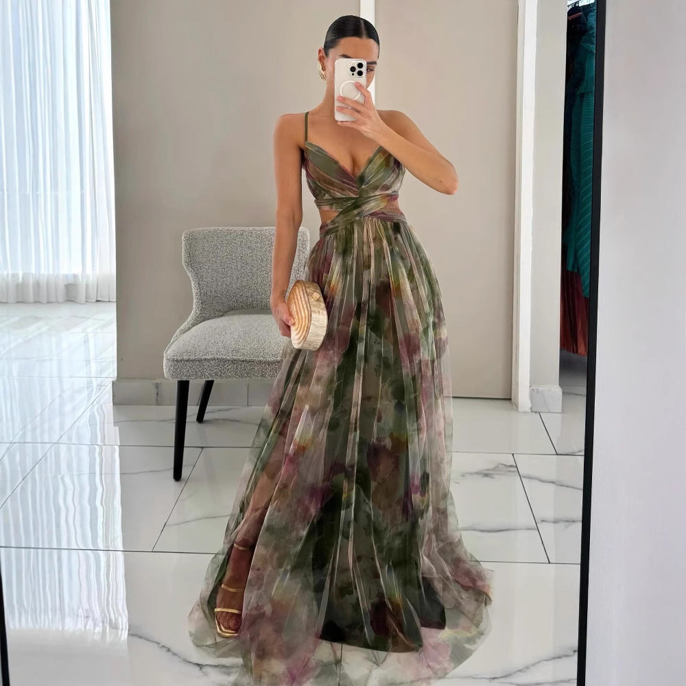 Spring floral print strappy dress