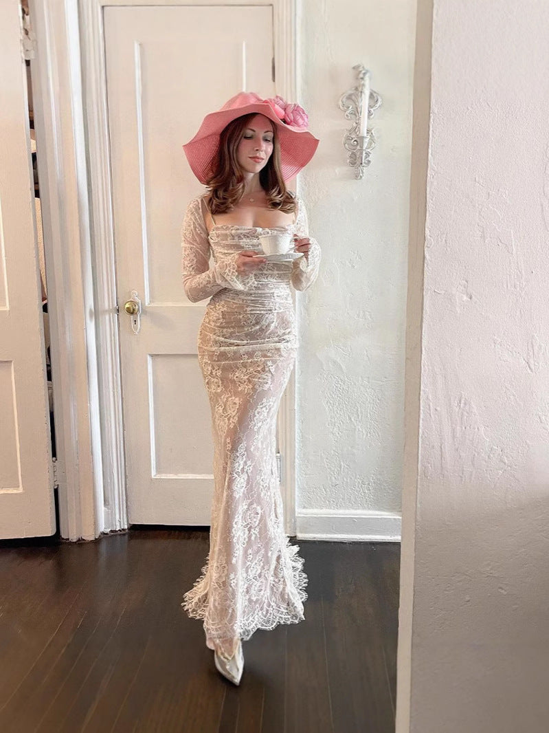 Elegant Lace Suspender Dress