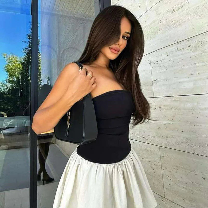 Simple black and white patchwork dress