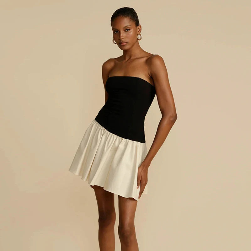 Simple black and white patchwork dress