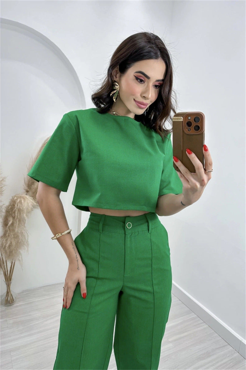 High Waisted Wide Leg Pants Casual Suit