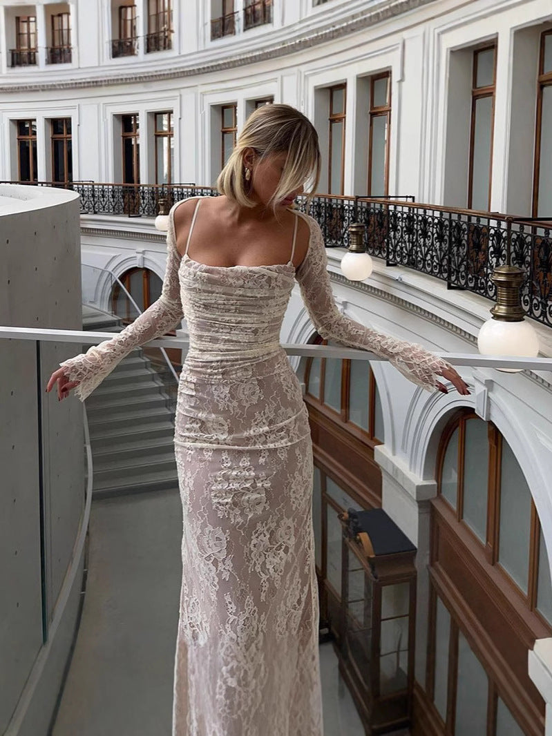 Elegant Lace Suspender Dress