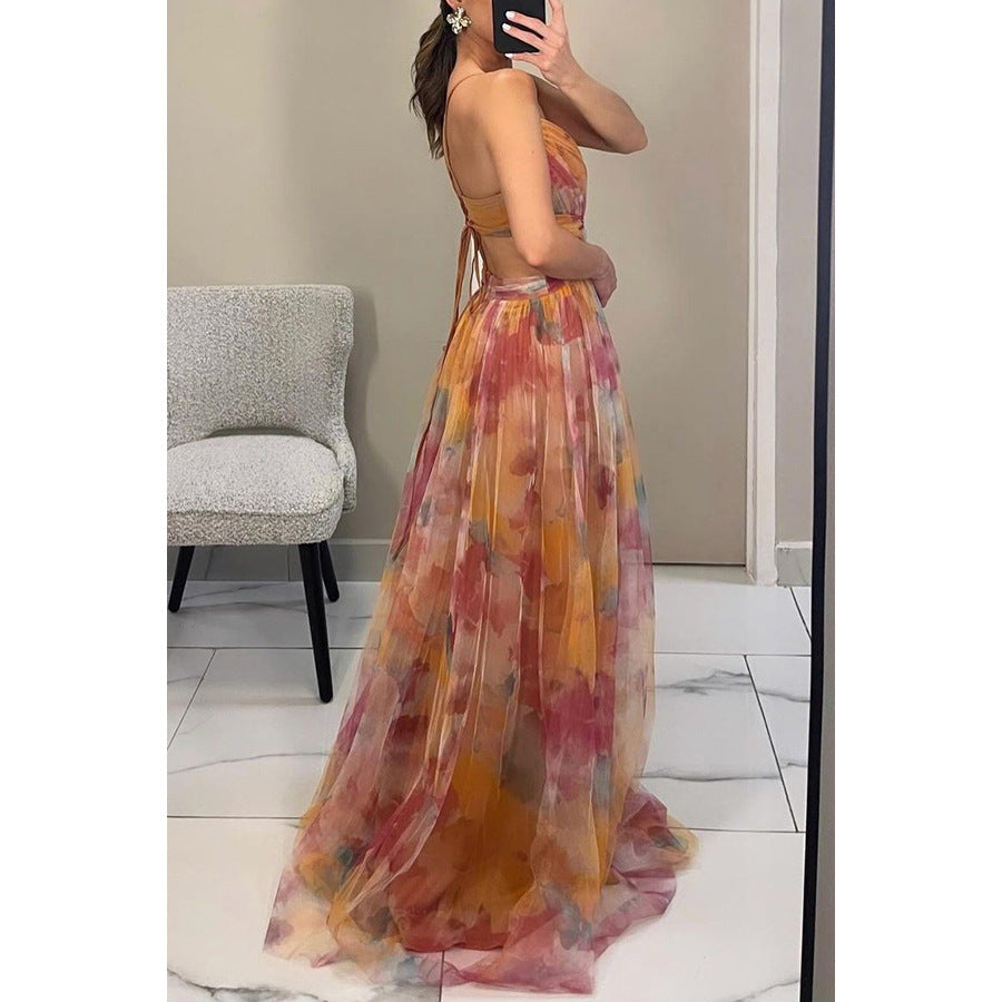Spring floral print strappy dress