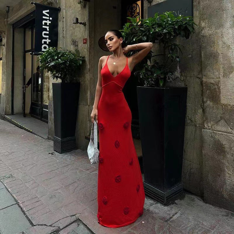 Elegant Floral Halter Dress