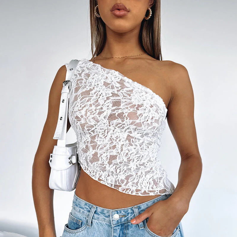 Lace One Shoulder Camisole Top
