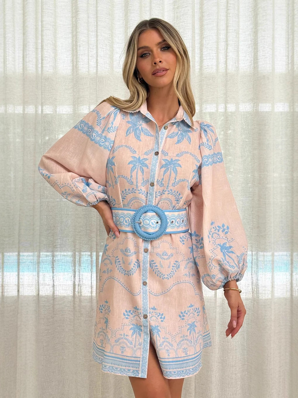 Elegant Linen Dress with Belt