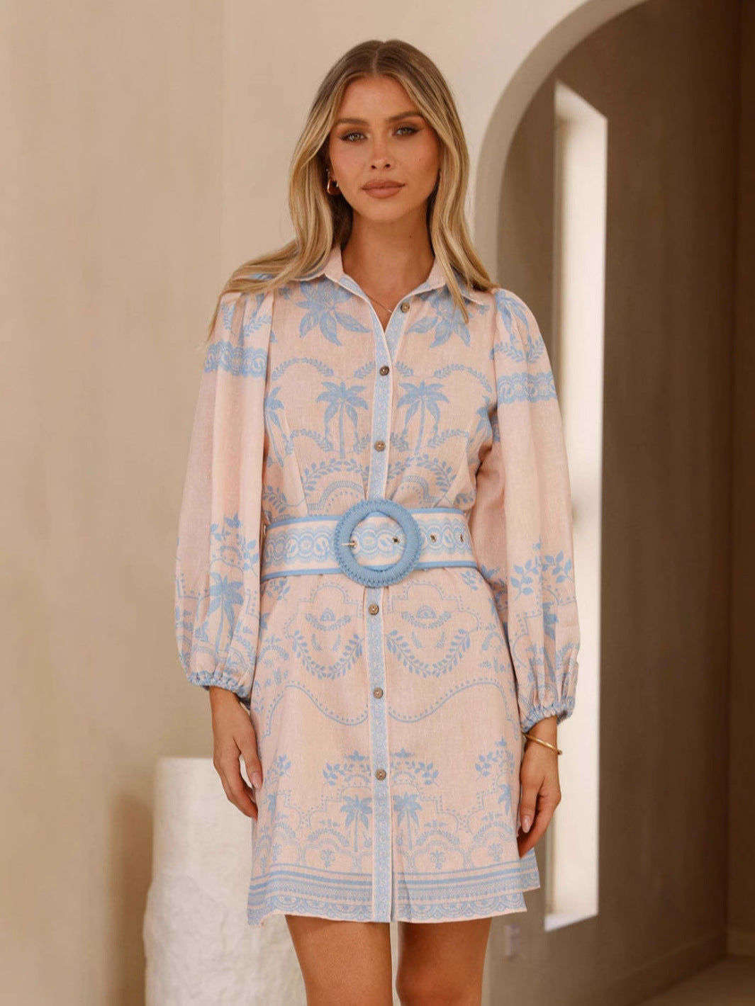 Elegant Linen Dress with Belt