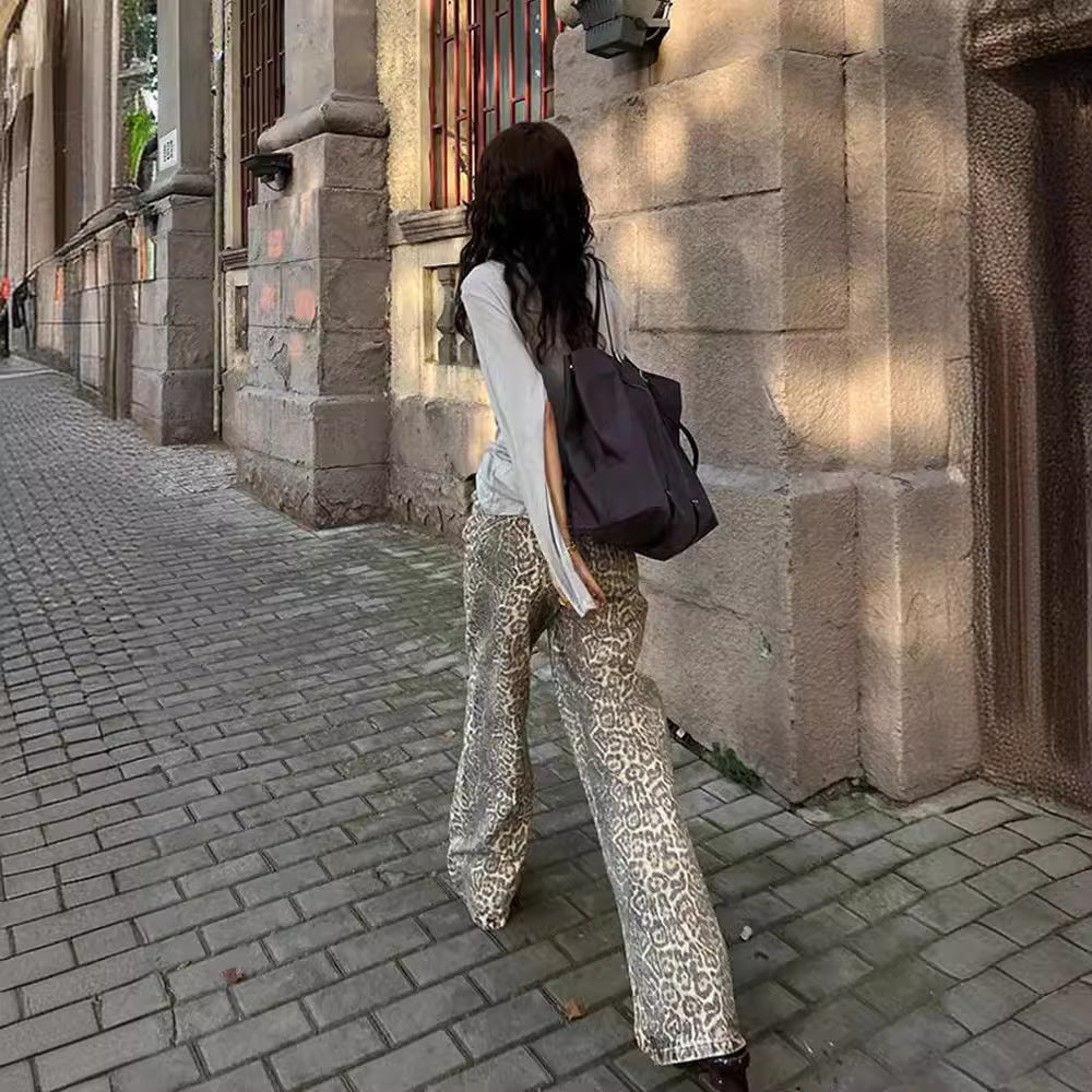Leopard print jeans
