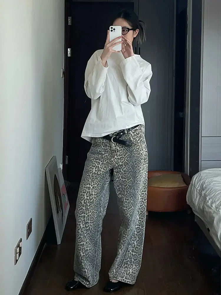 Leopard print jeans