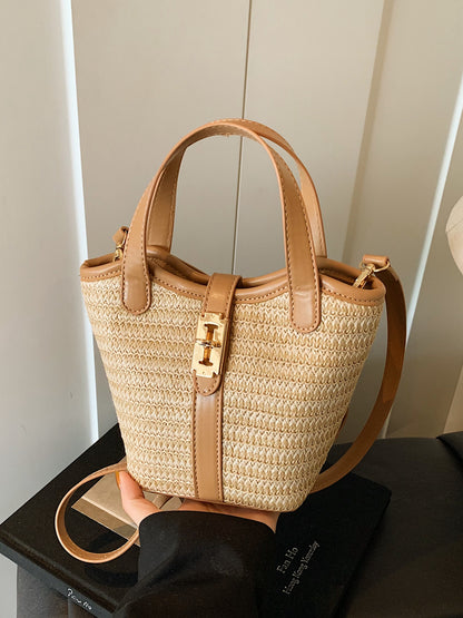 Woven Crossbody Bucket Bag