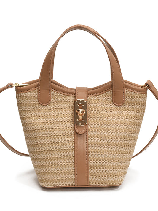 Woven Crossbody Bucket Bag