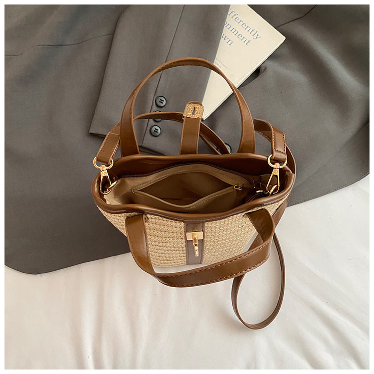 Woven Crossbody Bucket Bag