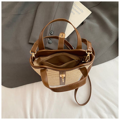 Woven Crossbody Bucket Bag