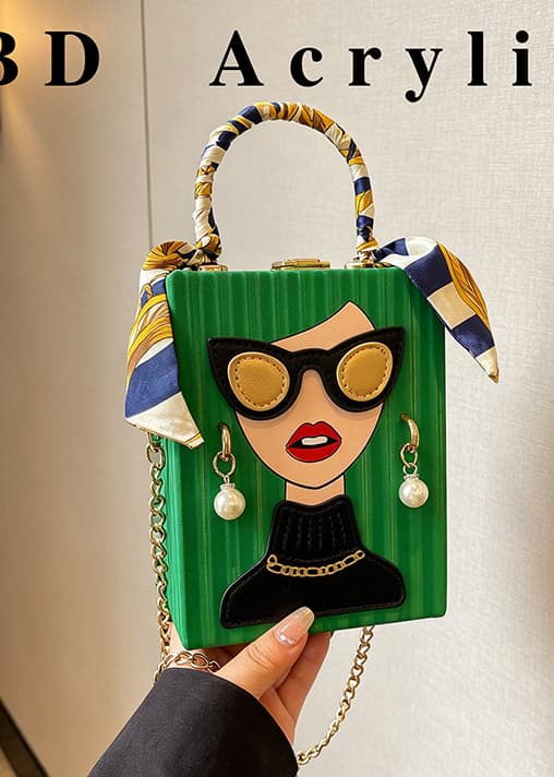 Chic Pop-Art Diva Mini Box Crossbody Bag